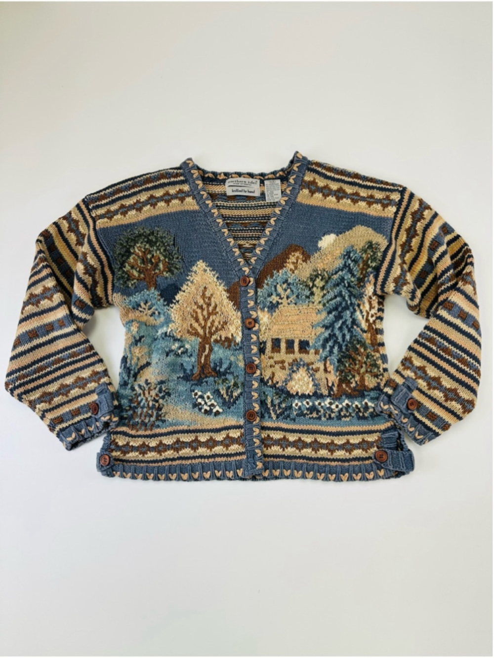 Vintage 90s Northern Isles Handknit Cottage Cardigan S Cottagecore